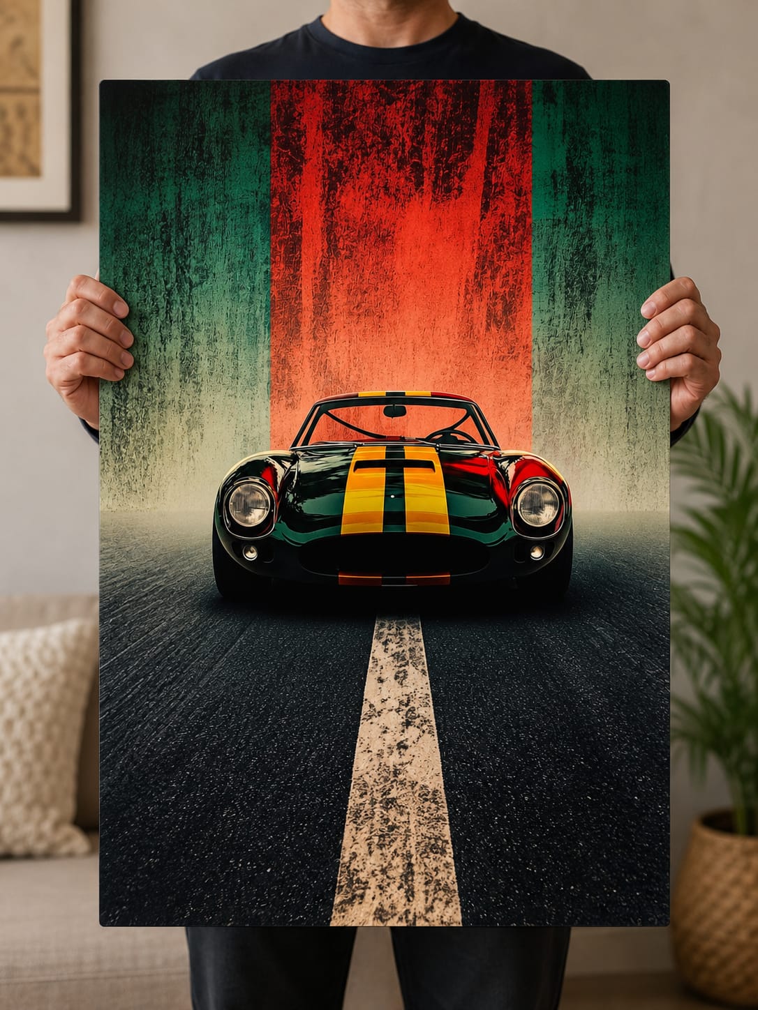 Classic Sports Car Metal Poster | Premium Glossy Automotive Wall Art