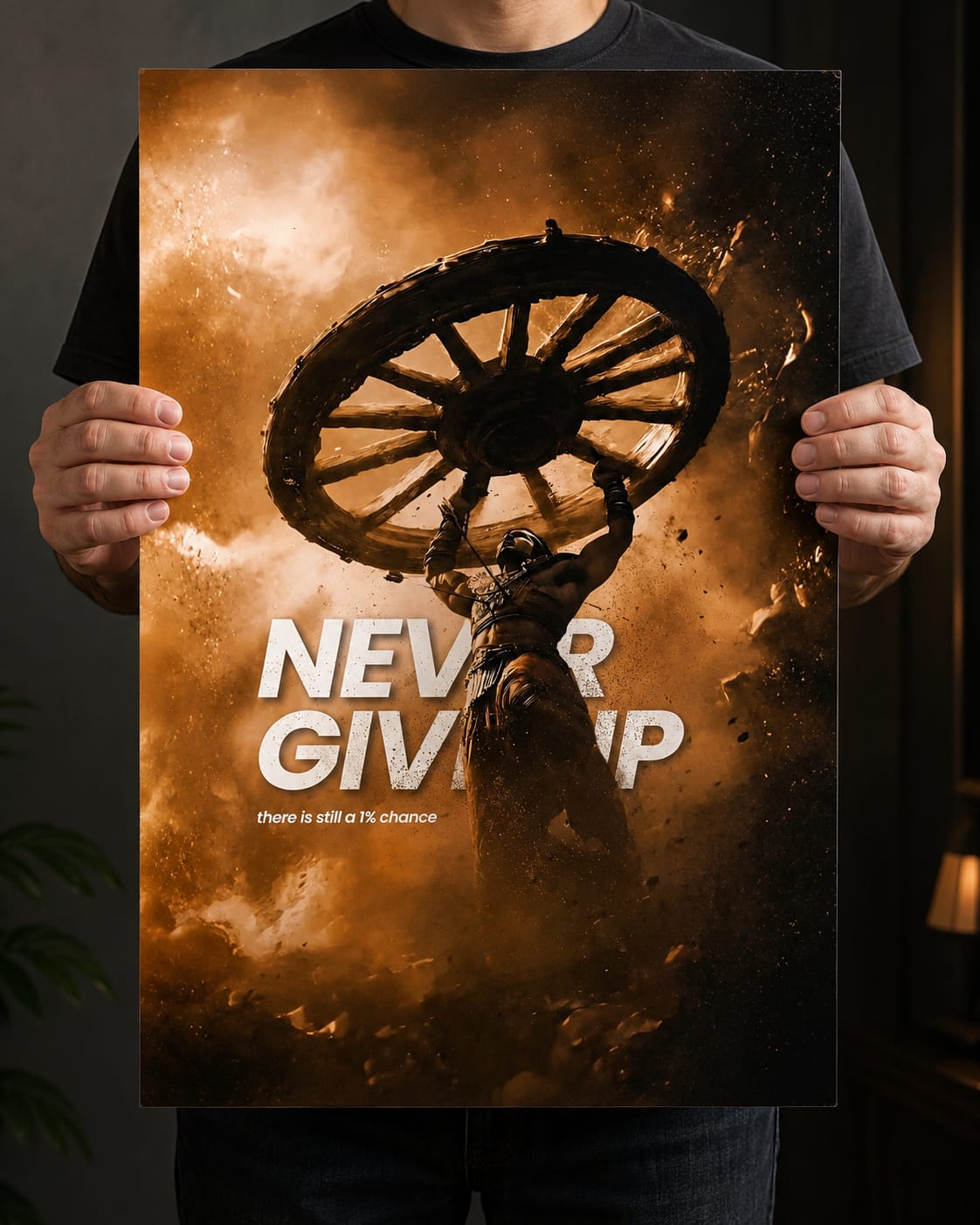 Never Give Up Motivational Metal Poster | Inspirational Wall Art | Premium Glossy Metal Print