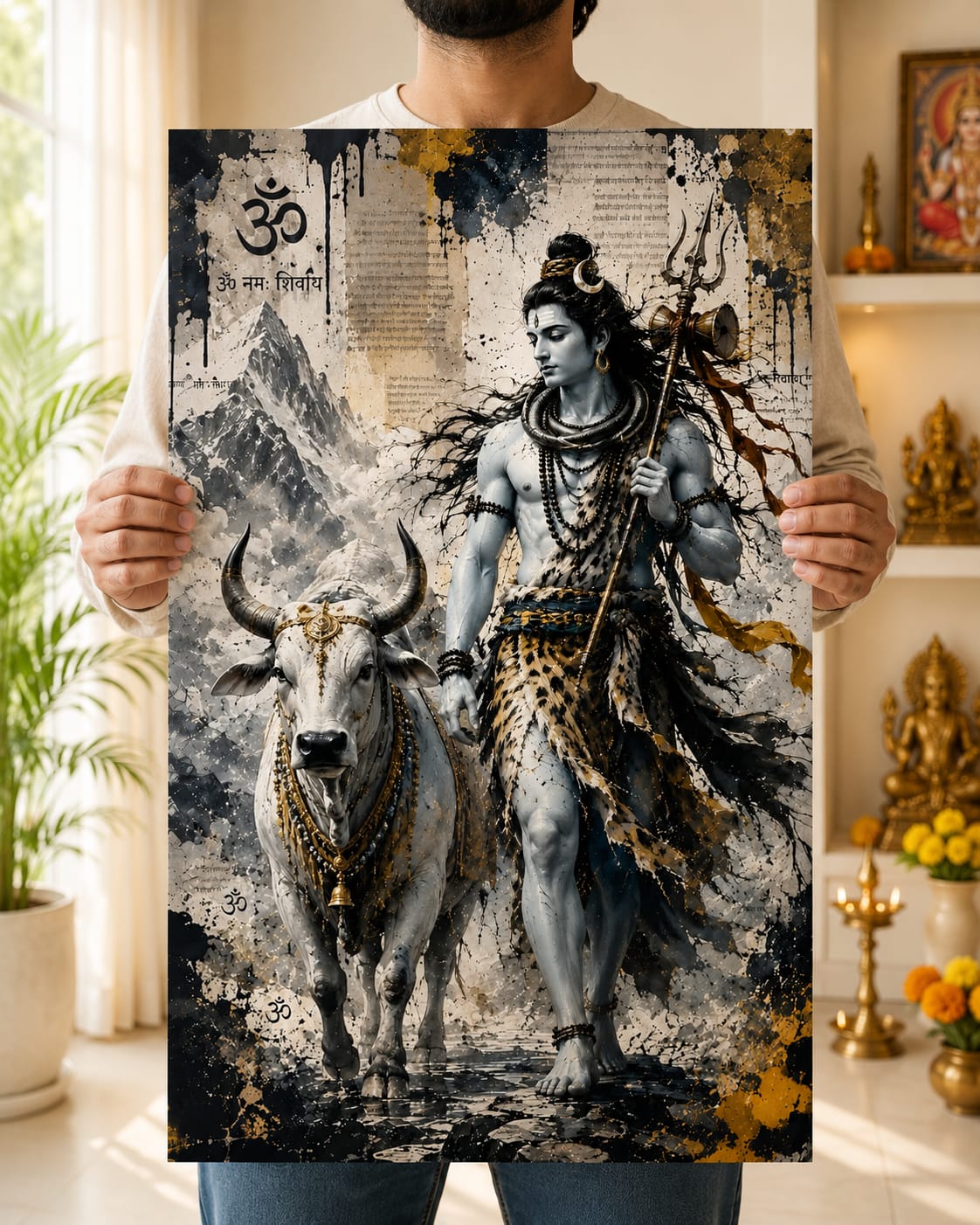 Lord Shiva Metal Poster | Mahadev Premium Glossy Wall Art | Spiritual Metal Print