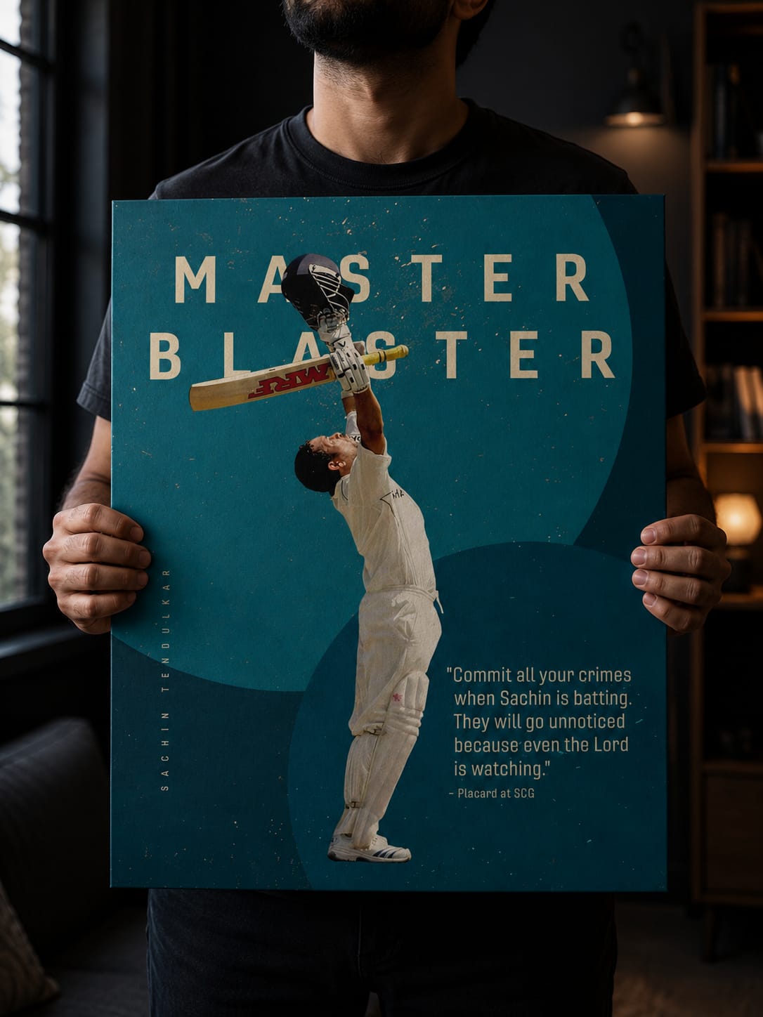 Master Blaster Cricket Metal Poster | Premium Glossy Cricket Wall Art