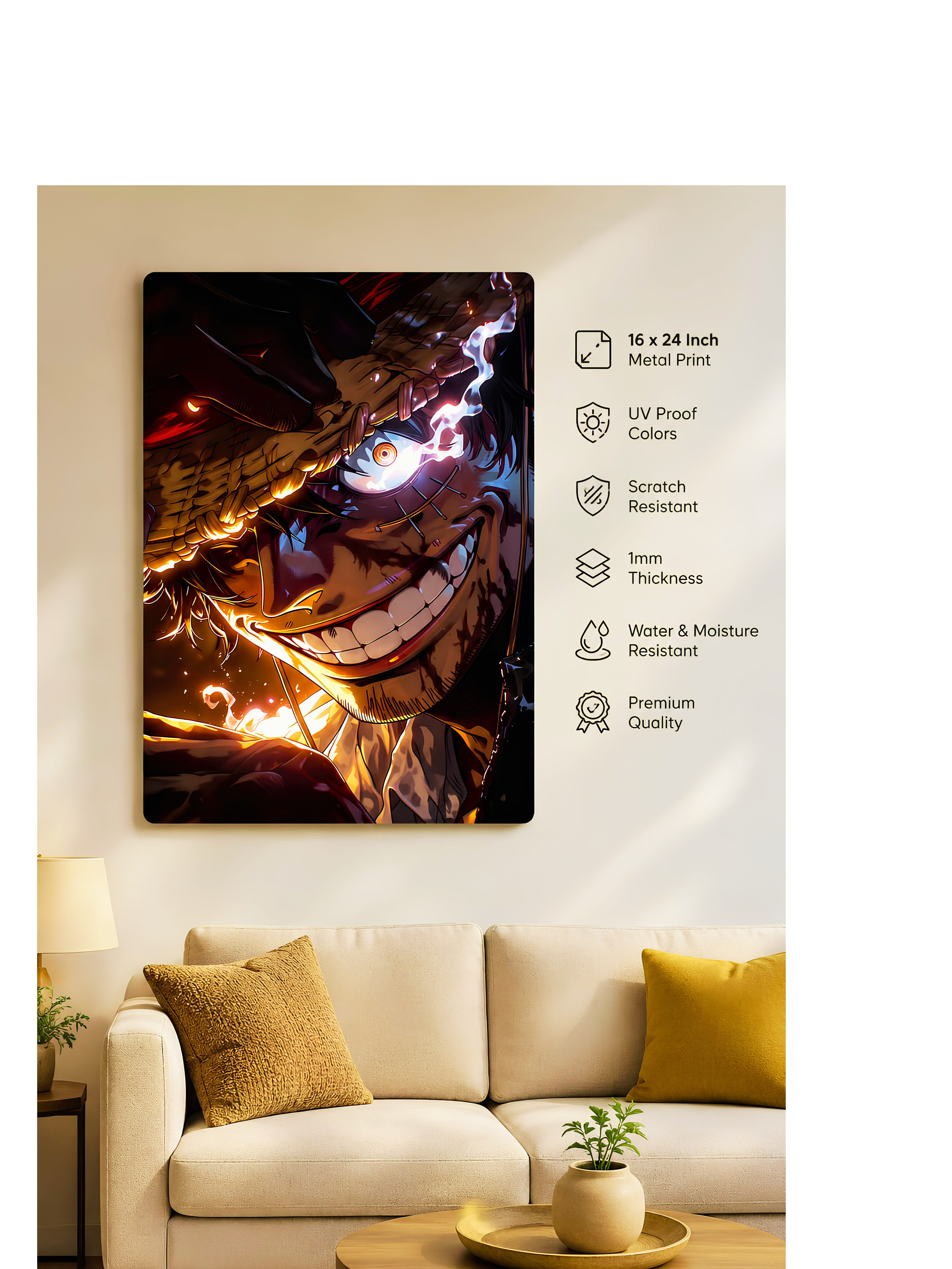 Monkey D. Luffy Gear 5 Anime Metal Wall Art