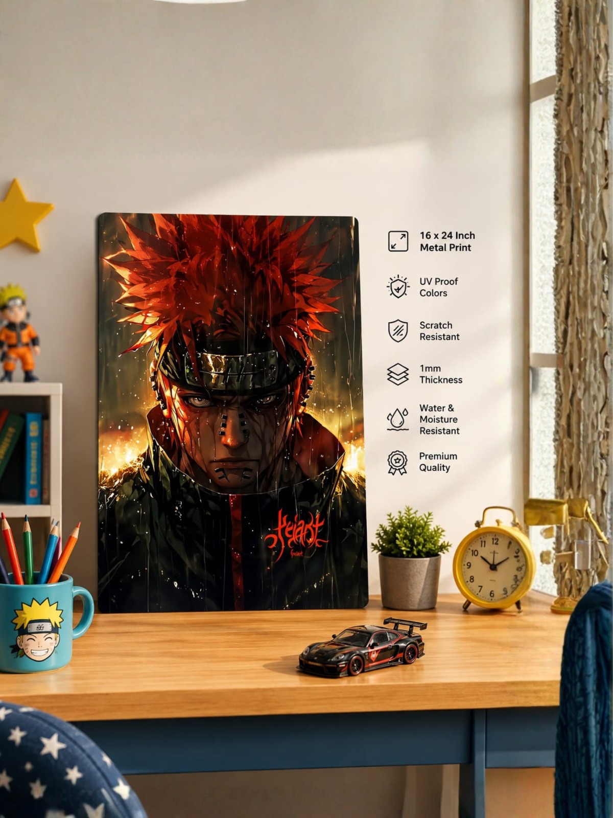 Anime Warrior Metal Frameless Poster– Premium Japanese Anime Wall Art